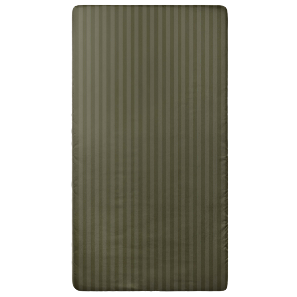Satin fitted sheet "Moss Green Stripe Satin fitted sheet". Fitted sheets 160x200, 90x200 cm, 140x200 cm, 160x200 cm, 180x200 cm. Striped dark green fitted sheet with a matte surface