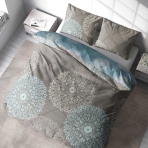 Satin pillowcase “Medallions”. Grey pillowcase with decorative accents