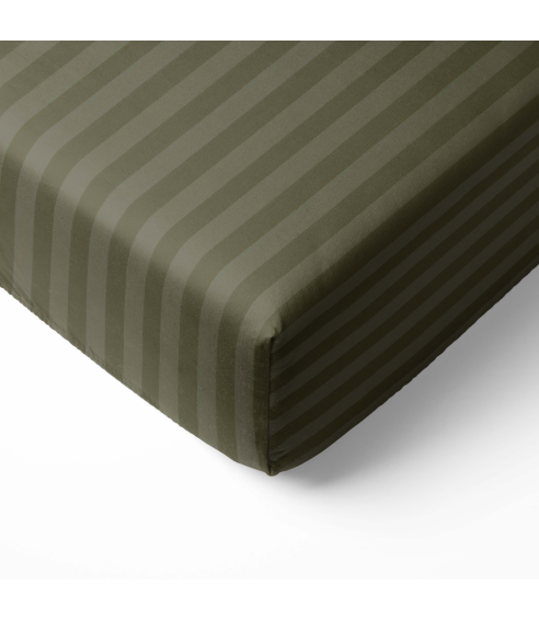 Satin Bed Sheet „Moss Green Stripe Satin flat sheet“. Flat sheets
