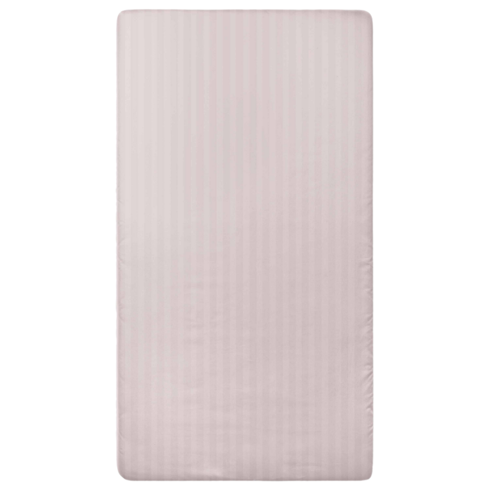 Satin Bed Sheet „Seashell Pink Stripe Satin flat sheet“, 150x220 cm, 200x220 cm, 220x240 cm. Solid coral pink sheet for a calm bedroom look