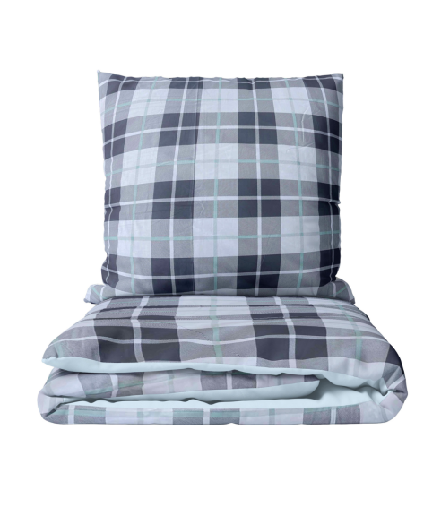 Premium Sateen Bedding Set „Blue Squares“. Satin bedding sets