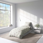 Premium Sateen Bedding Set „Bruin“. Patterned bedding sets, 140x200 cm. Charming kids bedding set in a light background with playful brown bear designs, ideal for a delightful and snug sleep space.