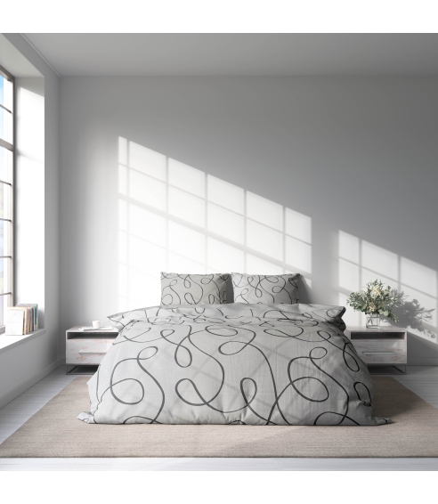 Premium Sateen Bedding Set „Calligraphy“. Satin bedding sets
