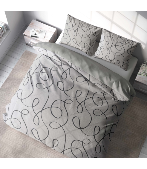 Premium Sateen Bedding Set „Calligraphy“. Satin bedding sets