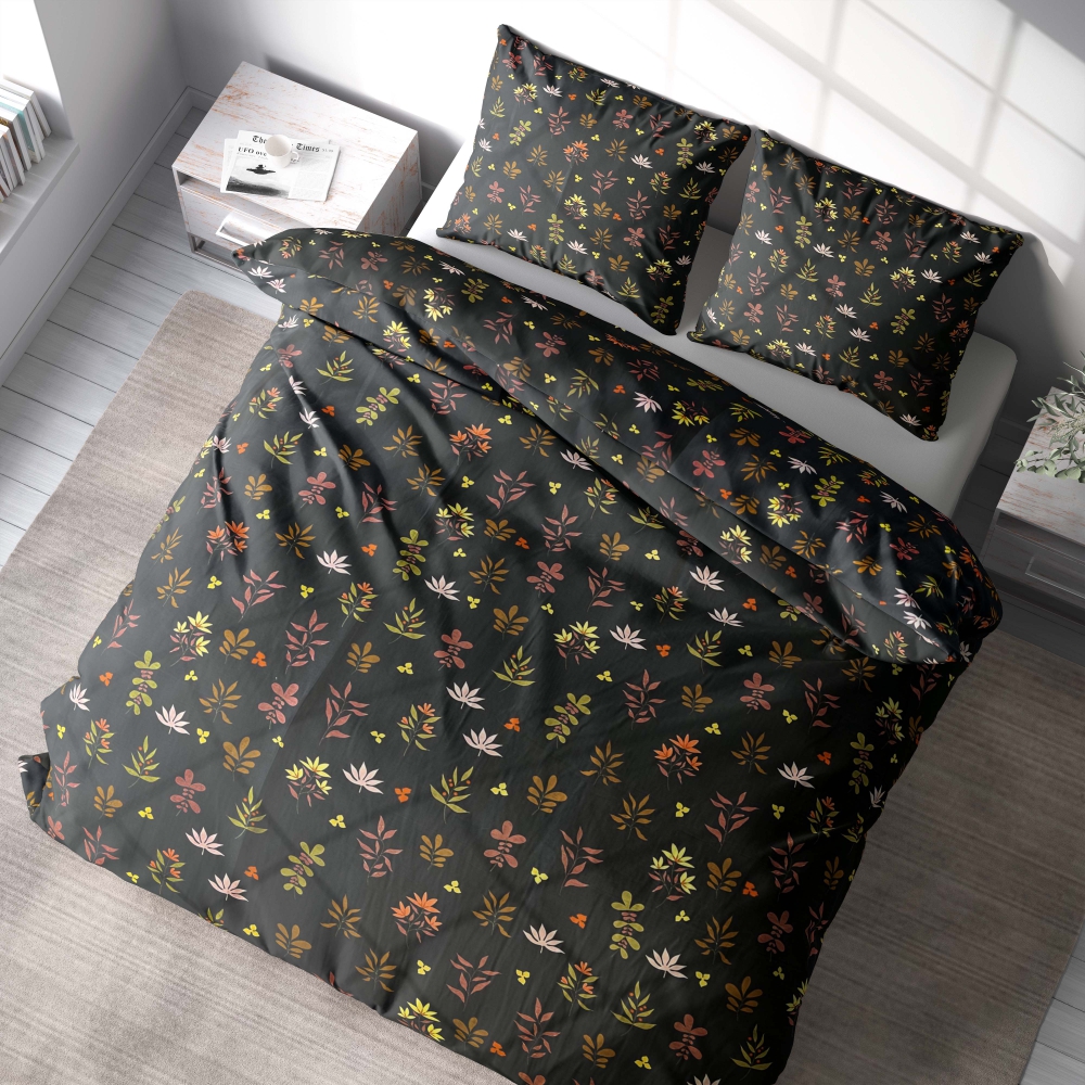 Premium Sateen Bedding Set „Comforts“. Bedding sets with plants, 140x200 cm, 150x200 cm, 160x200 cm, 180x200 cm, 200x200 cm, 200x220 cm