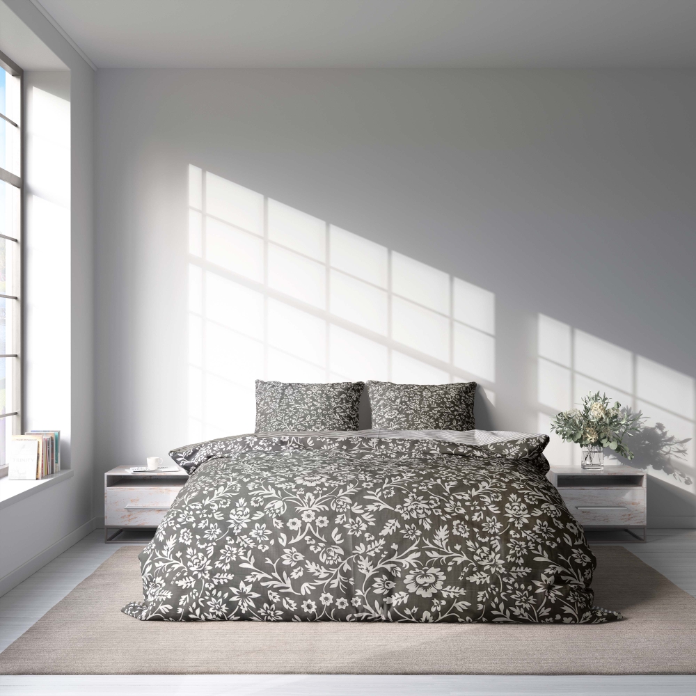 Premium Sateen Bedding Set „Delicate“. Bedding sets with plants, 140x200 cm