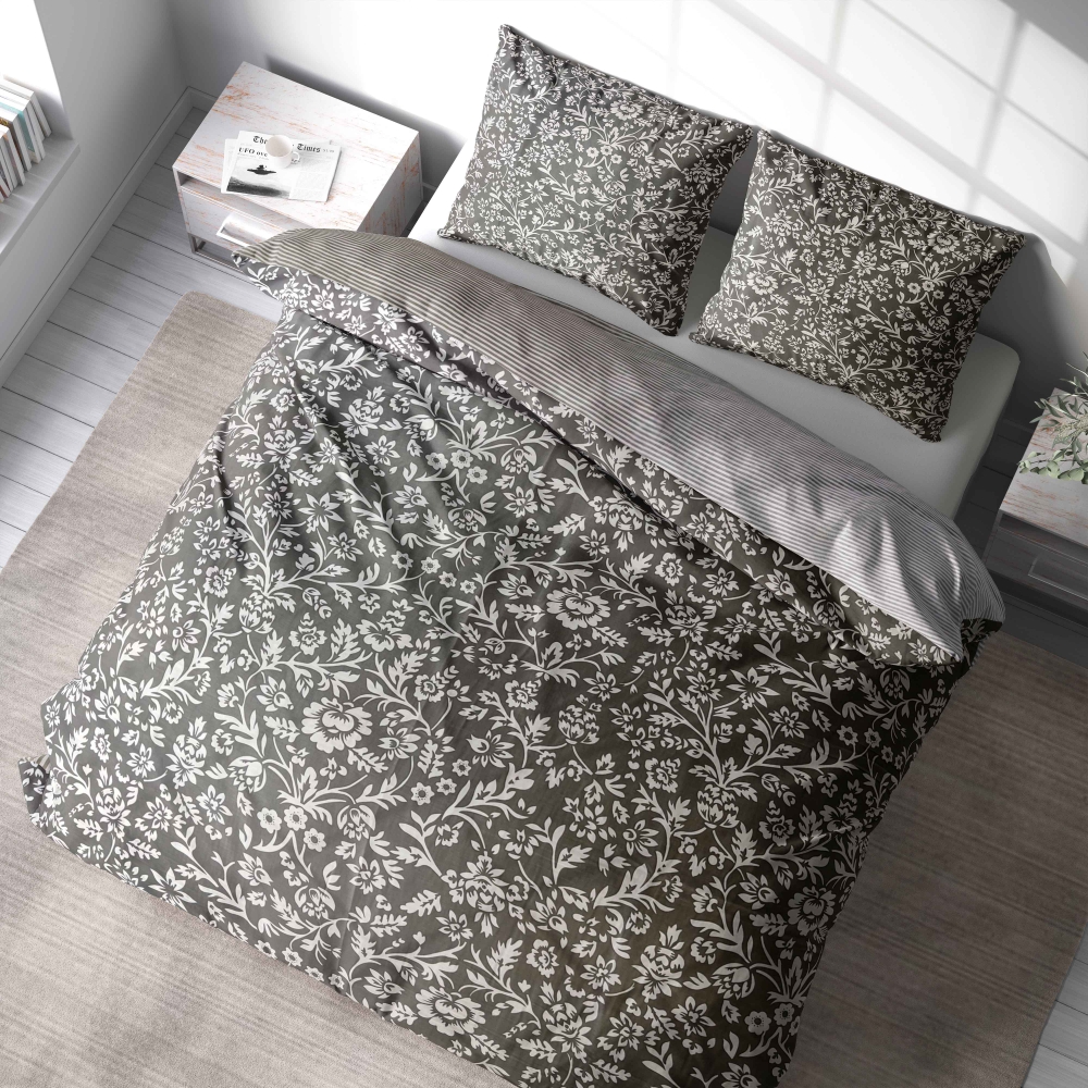 Premium Sateen Bedding Set „Delicate“. Bedding sets with plants, 140x200 cm