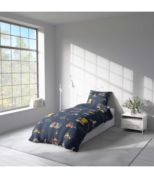 Premium Sateen Bedding Set „Dinoscape“. Satin bedding sets