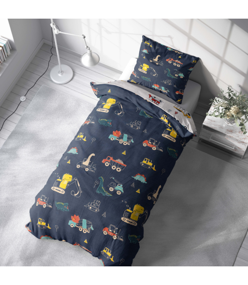 Premium Sateen Bedding Set „Dinoscape“. Satin bedding sets