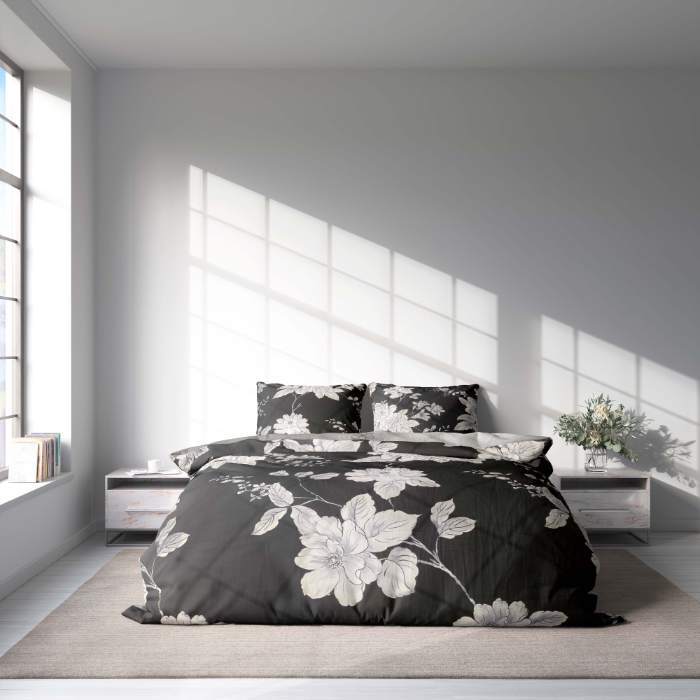 Premium Sateen Bedding Set „Embrace“. Bedding sets with plants, 200x200 cm