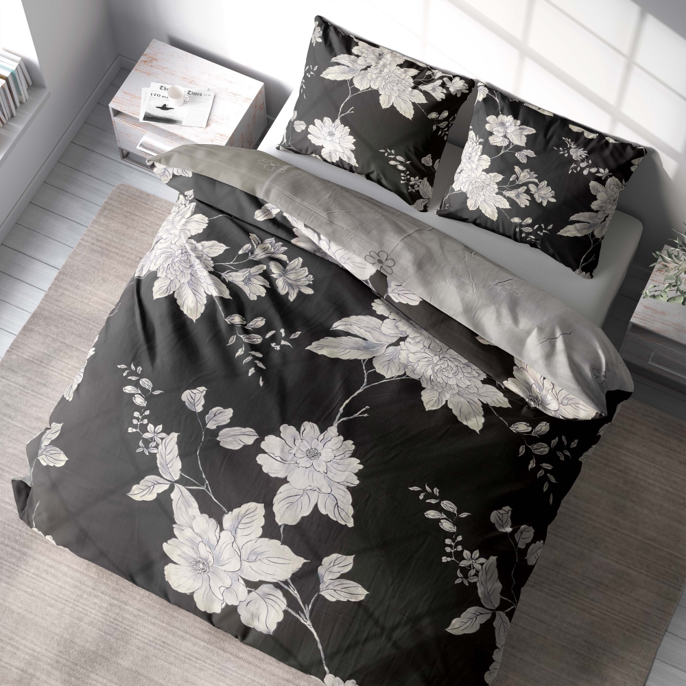 Premium Sateen Bedding Set „Embrace“. Bedding sets with plants, 200x200 cm