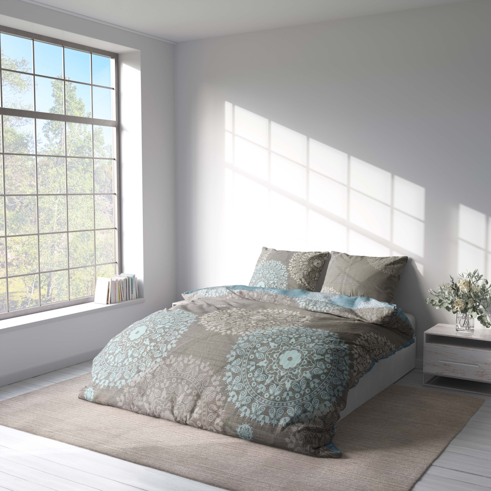 Sateen Bedding Set „Medallions“. Bedding sets 155x200, 140x200 cm, 150x200 cm, 160x200 cm, 180x200 cm, 200x200 cm, 200x220 cm