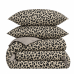 Sateen Bedding Set „Exotic Leopard“. Beige bedding sets, 140x200 cm, 200x200 cm, 200x220 cm. Cream bedding with a black leopard pattern
