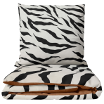 Sateen Bedding Set „Exotic Zebra“. Bedding sets 135x200, 140x200 cm, 200x200 cm, 200x220 cm. White bedding with a black zebra pattern and brown inner-side accent Sateen Bedding Set „Exotic Zebra“. Bedding sets 135x200, 140x200 cm, 200x200 cm, 200x220 cm. White bedding with a black zebra pattern and brown inner-side accent