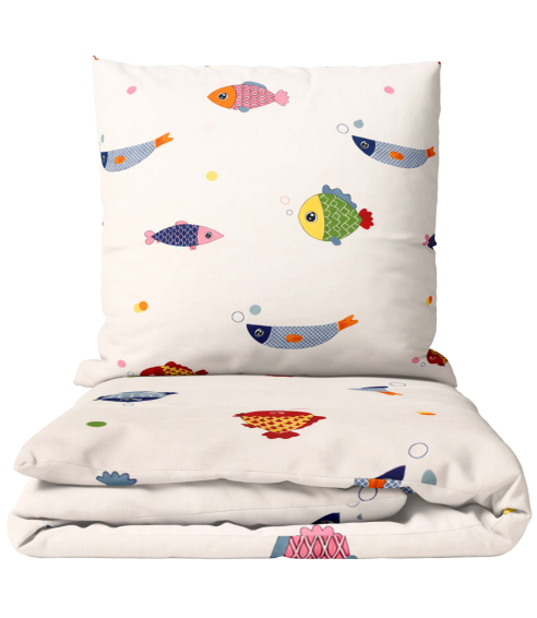 Premium Sateen Bedding Set „Fish wish“. Satin bedding sets