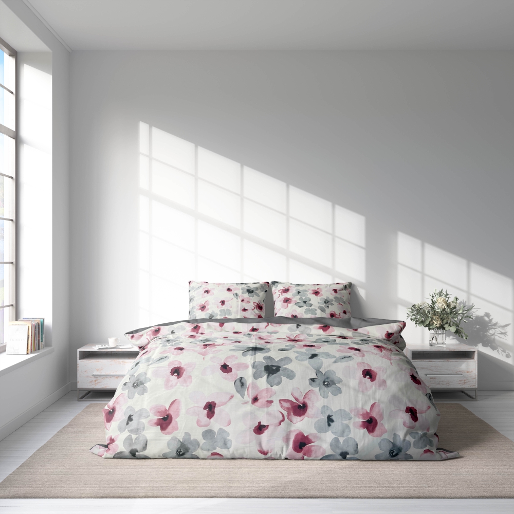 Premium Sateen Bedding Set „Floral“. Bedding sets with plants, 140x200 cm, 160x200 cm, 200x200 cm, 200x220 cm