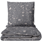 Sateen Bedding Set „Florivane“. Bedding sets 155x200, 140x200 cm, 150x200 cm, 160x200 cm, 180x200 cm, 200x200 cm, 200x220 cm. Dark grey bedding set with floral pattern