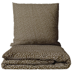 Sateen Bedding Set „Frisson“. Bedding sets 155x200, 140x200 cm, 150x200 cm, 160x200 cm, 180x200 cm, 200x200 cm, 200x220 cm. Dark brown bedding set with a fine pattern of small white flowers.