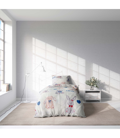 Premium Sateen Bedding Set „Hare“. Satin bedding sets
