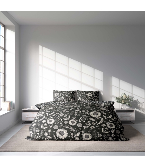 Sateen Bedding Set „Night Flowers“. Satin bedding sets