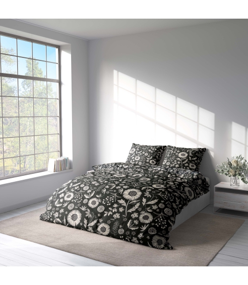 Sateen Bedding Set „Night Flowers“. Satin bedding sets