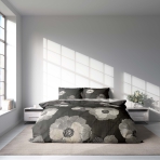 Sateen Bedding Set „Poppiescape“. Bedding sets with plants, 140x200 cm, 200x200 cm, 200x220 cm