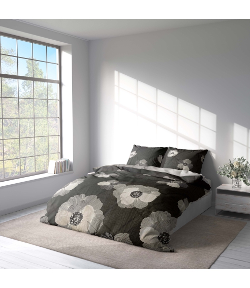 Sateen Bedding Set „Poppiescape“. Satin bedding sets