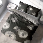 Sateen Bedding Set „Poppiescape“. Bedding sets with plants, 140x200 cm, 200x200 cm, 200x220 cm