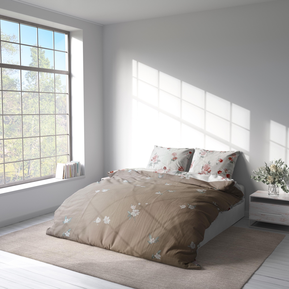 Sateen Bedding Set „Pure Romance“. Bedding sets with plants, 200x220 cm