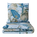 Sateen Bedding Set „Rainforest“. Blue bedding sets, 140x200 cm, 150x200 cm, 160x200 cm, 180x200 cm, 200x200 cm, 200x220 cm