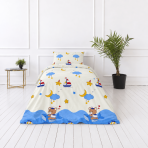 Premium Sateen Bedding Set "Sailor“. Bedding sets 135x200, 140x200 cm. Playful cream, blue and yellow design with nautical motifs. Premium Sateen Bedding Set "Sailor“. Bedding sets 135x200, 140x200 cm. Playful cream, blue and yellow design with nautical motifs.