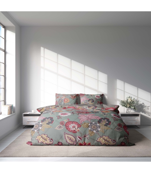 Sateen Bedding Set „Scarlet Garden“. Satin bedding sets