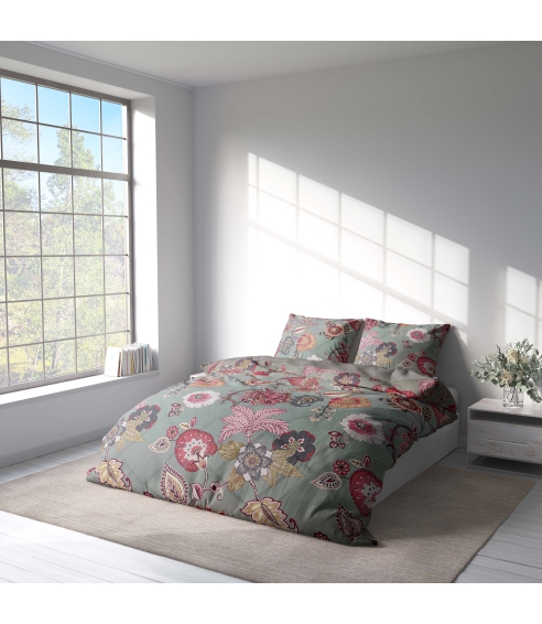 Sateen Bedding Set „Scarlet Garden“. Satin bedding sets