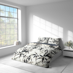 Sateen Bedding Set „Smoky Petals“. Bedding sets 155x200, 140x200 cm, 150x200 cm, 160x200 cm, 180x200 cm, 200x200 cm, 200x220 cm. Soft-toned bedding set with watercolor design.