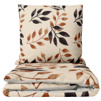 Sateen Bedding Set „Terracotta“. Beige bedding sets, 140x200 cm, 200x200 cm, 200x220 cm. Cream bedding with brown, rusty and dark purple leaf pattern