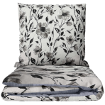Sateen Bedding Set „Thornshade“. Bedding sets 150x200, 140x200 cm, 150x200 cm, 160x200 cm, 180x200 cm, 200x200 cm, 200x220 cm. Bedding set with black and grey floral pattern on a light background