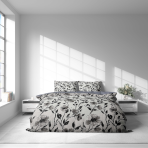 Sateen Bedding Set „Thornshade“. Bedding sets 150x200, 140x200 cm, 150x200 cm, 160x200 cm, 180x200 cm, 200x200 cm, 200x220 cm. Bedding set with monochrome floral pattern and soft contrast