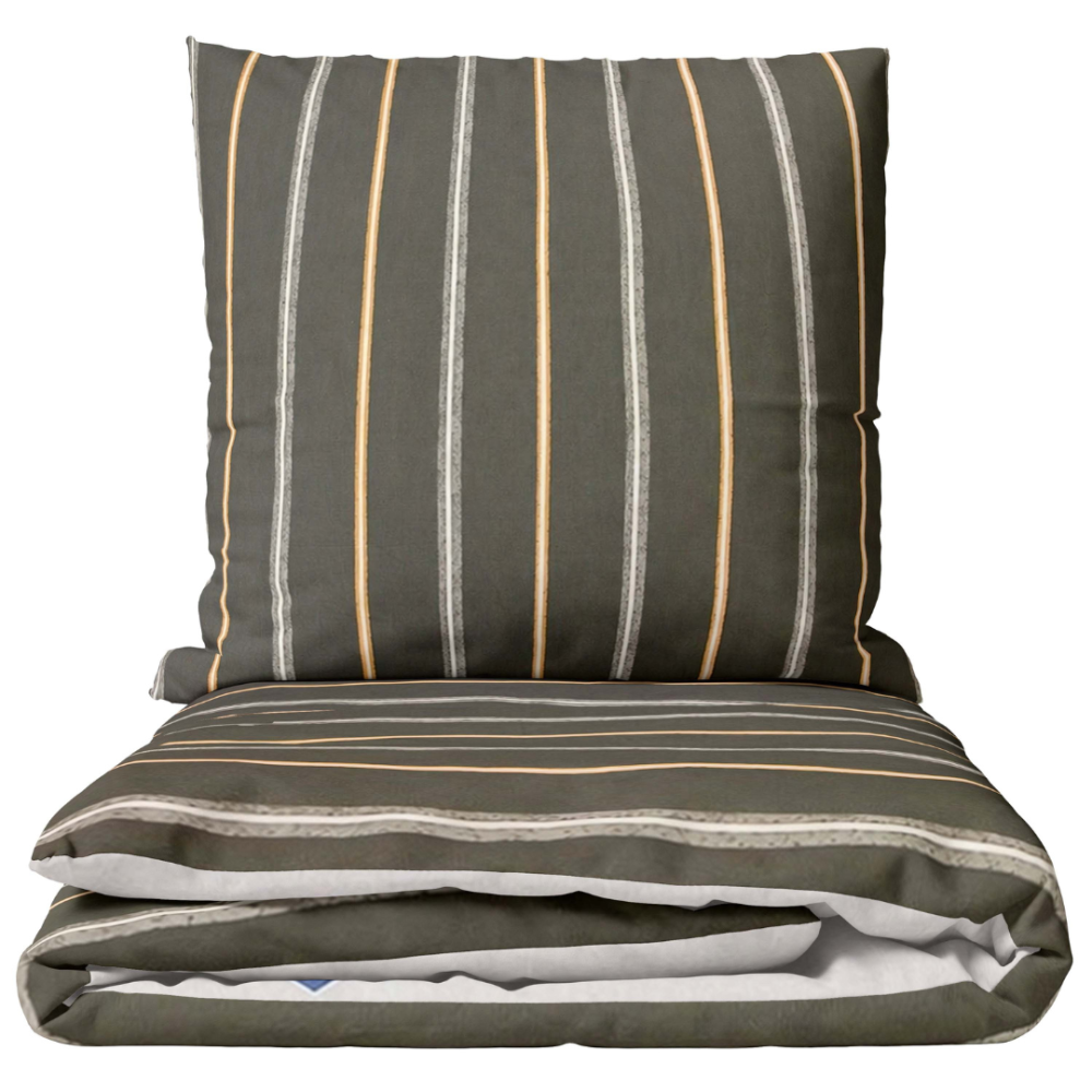 Sateen Bedding Set „Tones“. Mako cotton sateen bedding, 140x200 cm, 200x200 cm, 200x220 cm. Sophisticated dark grey bedding adorned with vertical lines in grey, white, and orange hues Sateen Bedding Set „Tones“. Mako cotton sateen bedding, 140x200 cm, 200x200 cm, 200x220 cm. Sophisticated dark grey bedding adorned with vertical lines in grey, white, and orange hues