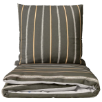 Sateen Bedding Set „Tones“. Mako cotton sateen bedding, 140x200 cm, 200x200 cm, 200x220 cm. Sophisticated dark grey bedding adorned with vertical lines in grey, white, and orange hues Sateen Bedding Set „Tones“. Mako cotton sateen bedding, 140x200 cm, 200x200 cm, 200x220 cm. Sophisticated dark grey bedding adorned with vertical lines in grey, white, and orange hues
