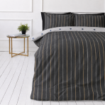 Sateen Bedding Set „Tones“. Mako cotton sateen bedding, 140x200 cm, 200x200 cm, 200x220 cm. Modern dark grey bedding set featuring stylish vertical lines in a palette of grey, white, and orange Sateen Bedding Set „Tones“. Mako cotton sateen bedding, 140x200 cm, 200x200 cm, 200x220 cm. Modern dark grey bedding set featuring stylish vertical lines in a palette of grey, white, and orange