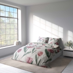 Sateen Bedding Set „Tuliplace“. Bedding sets with plants, 140x200 cm