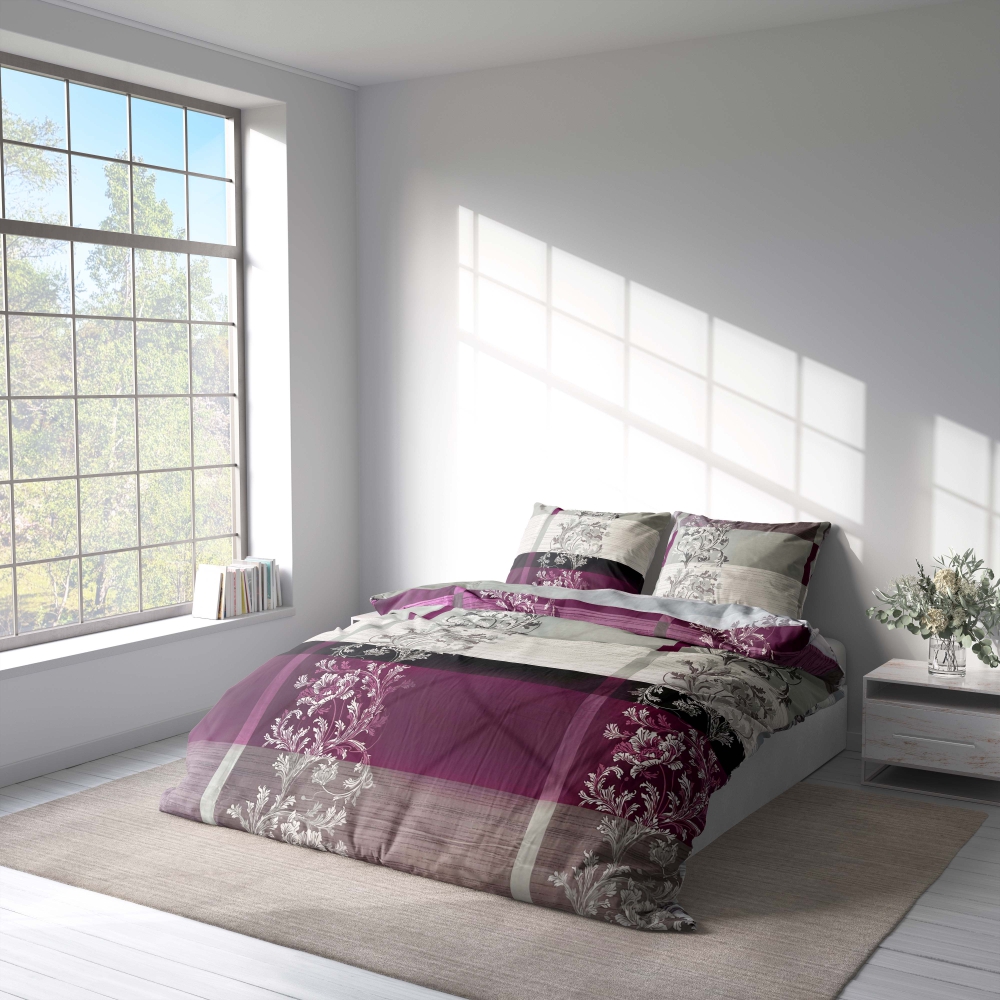 Sateen Bedding Set „Wonderland“. Bedding sets with plants, 140x200 cm, 200x200 cm, 200x220 cm