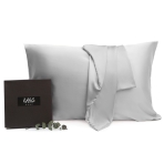 Silk Pillowcase „Platinum“. Pillowcases 50x60. Light grey silk pillowcase with a soft elegant sheen.
