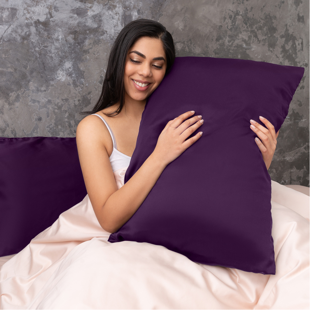 Silk pillowcase "Heather". Pillowcases 50x60. Elegant dark purple silk pillowcase, designed to be soft and smooth, ensuring a luxurious feel and a great night's rest.