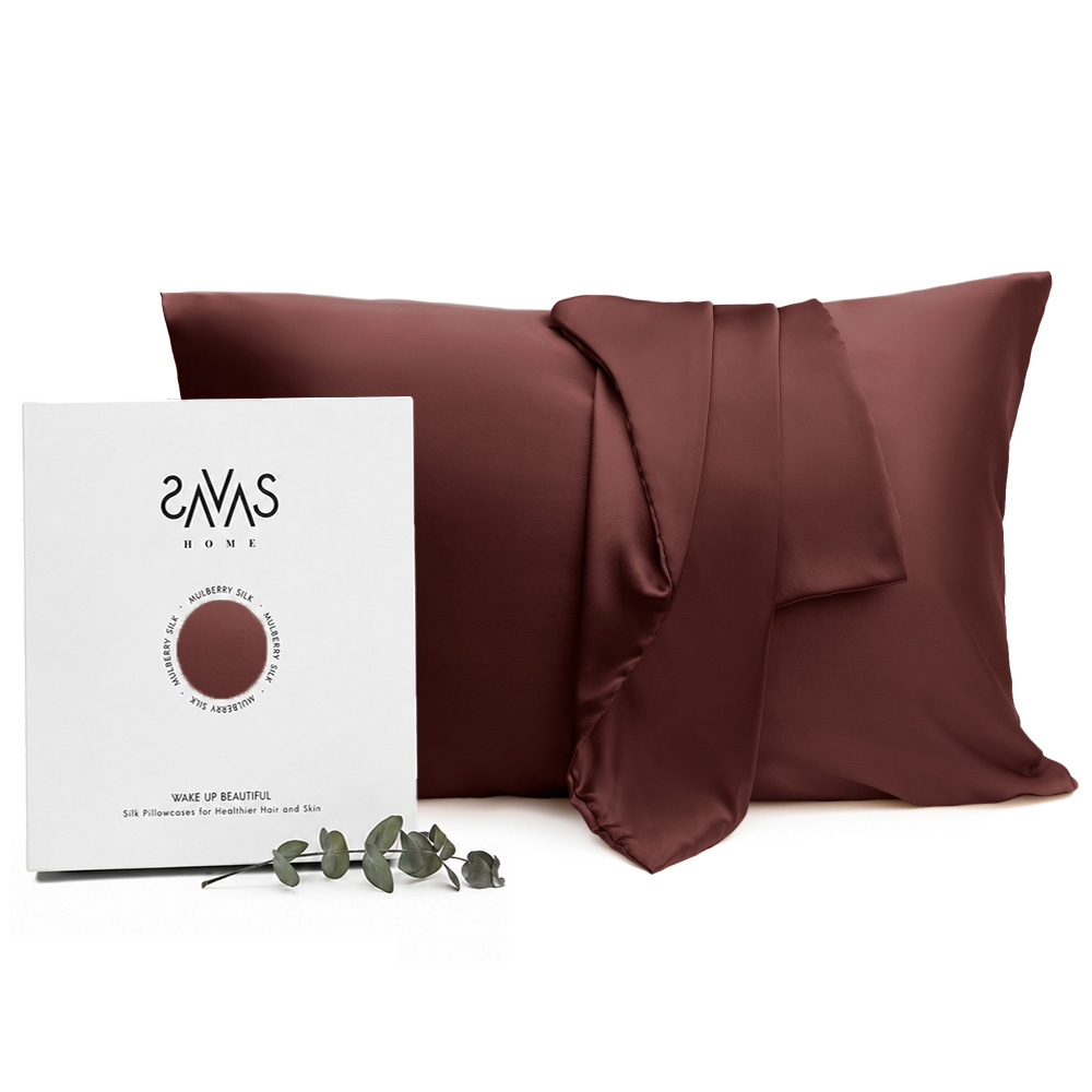 Silk Pillowcase „Hickory“. Pillowcases 50x60. Dark maroon silk pillowcase with a smooth, elegant sheen. Silk Pillowcase „Hickory“. Pillowcases 50x60. Dark maroon silk pillowcase with a smooth, elegant sheen.