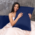 Silk Pillowcase "Indigo". Pillowcases 50x60. Luxurious dark blue silk pillowcase, offering a soft, sleek feel for restful, stylish nights.