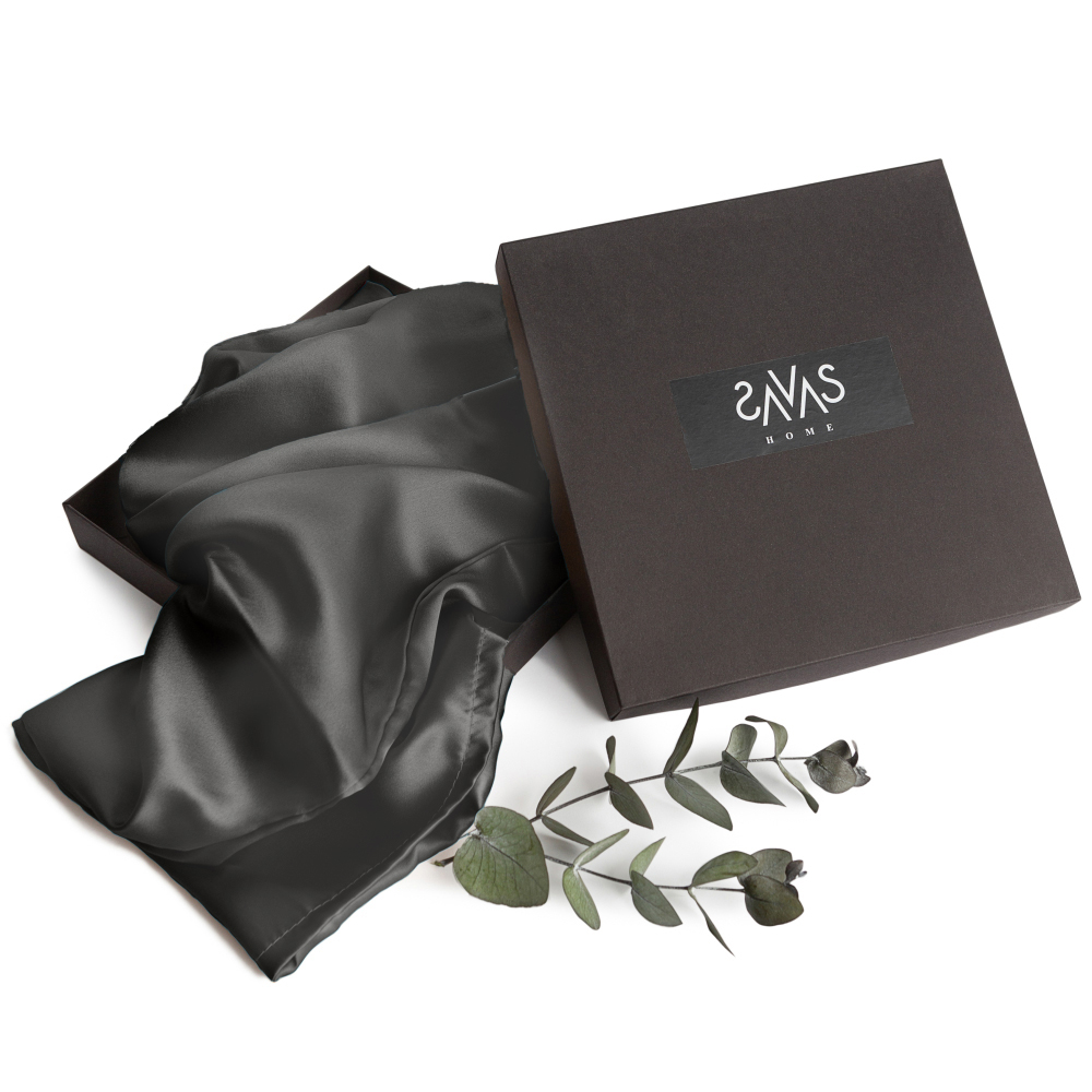 Silk Pillowcase "Iron". Pillowcases 50x60. Dark grey silk pillowcase, offering a sleek and smooth texture, perfect for adding a touch of luxury to your bedroom.
