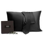 Silk Pillowcase „Obsidian Silk“. Pillowcases 50x70. Black silk pillowcase with an elegant sheen that adds luxury and sophistication