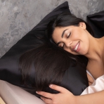 Silk Pillowcase „Obsidian Silk“. Pillowcases 50x70. Black silk pillowcase that adds elegance and softness to the bedroom.