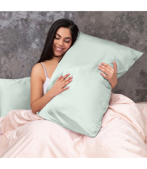 Silk Pillowcase „Spearmint“. Silk bedding sets